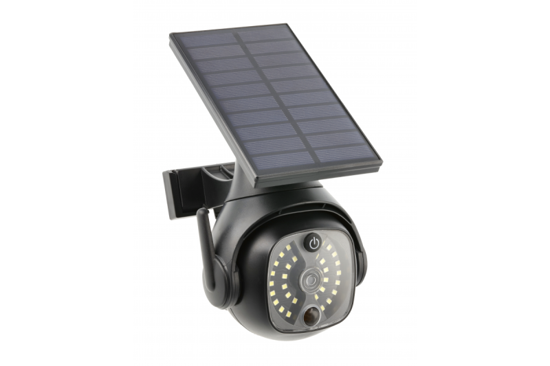 Solar floodlight with motion and dusk sensor GUARDOS, LED, 300lm, 6400K, 1200mAh, IP65, dummy camera