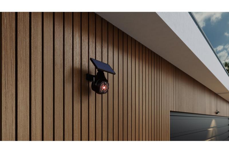 Solar floodlight with motion and dusk sensor GUARDOS, LED, 300lm, 6400K, 1200mAh, IP65, dummy camera