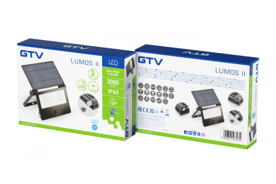 Solar floodlight LUMOS II, LED, 3000lm, 6400K, 2x2600mAh replaceable, IP65, black