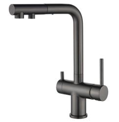 Ausmann Ellington 3-Way Kitchen Mixer Tap with Pull-Out Spout and Filtered Water – Gun Metal – 1208970499
