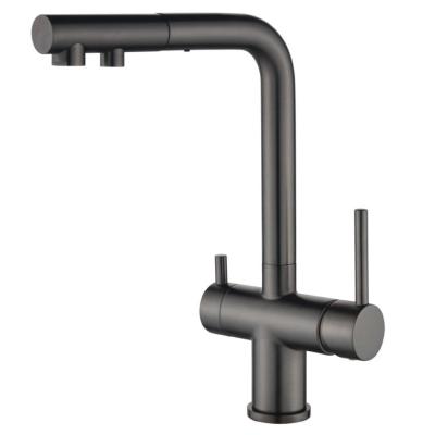 Ausmann Ellington 3-Way Kitchen Faucet with Pull-Out Spout and Filtered Water – Gun Metal – 1208970499