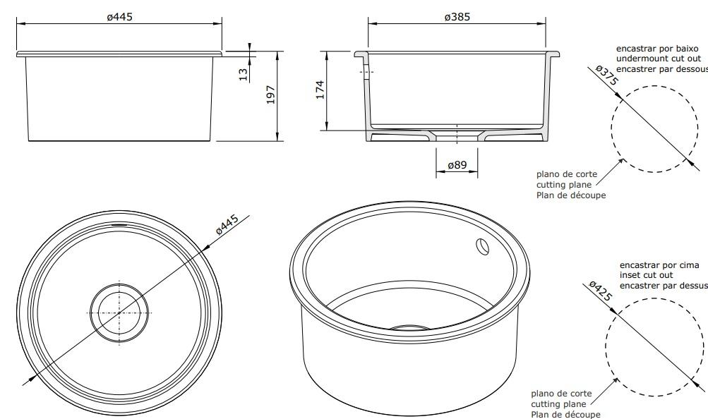 Ausmann Ceramic Ember Ceramic White Round Washbasin for Countertop and Undermount 1208970512