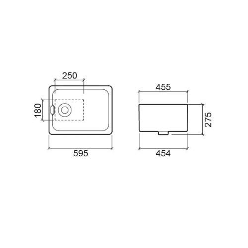 Ausmann Ceramic Haven Ceramic White Sink - Top-mount, Undermount, and Inset 595 x 455 mm 1208970513