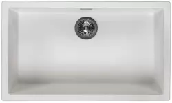 White Large Sink 70x40 cm Undermount, Countertop, and Flush Mount with Gun Metal Plug 1208970520