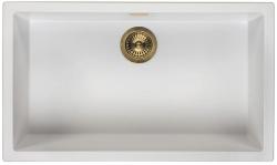 White Large Sink 70x40 cm Undermount, Top-mount, and Flush-mount with Gold Drain Plug 1208970522