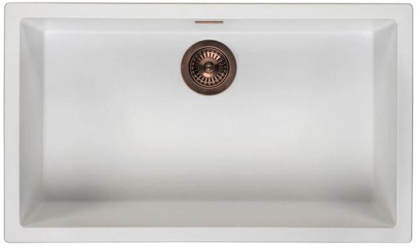 White Large Sink 70x40 cm Undermount, Topmount, and Flushmount with Copper Plug 1208970523