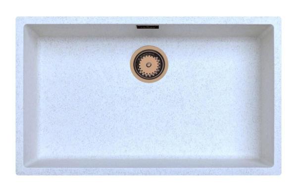 Sand White Large Sink 70x40 cm Undermount, Topmount and Flush Mount with Copper Plug 1208970528