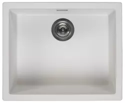 White Sink 50x40 cm Undermount, Topmount, and Flushmount with Gun Metal Plug 1208970529