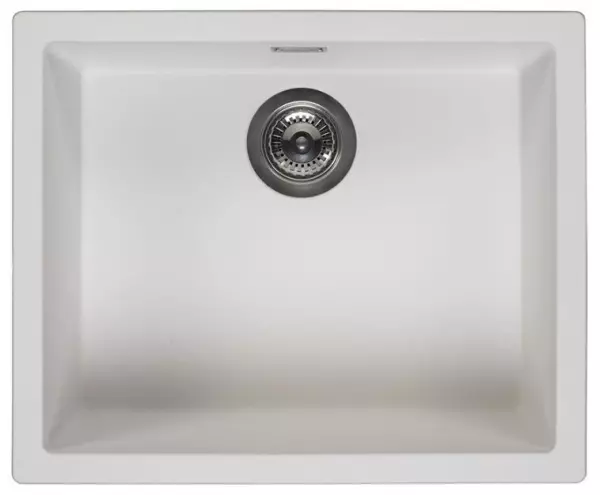 White Sink 50x40 cm Undermount, Topmount, and Flushmount with Gun Metal Plug 1208970529