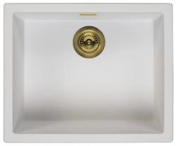 White Sink 50x40 cm Undermount, Topmount, and Flushmount with Gold Plug 1208970532