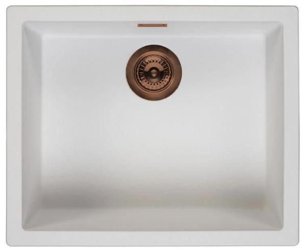 White Sink 50x40 cm Undermount, Topmount, and Flushmount with Copper Plug 1208970533