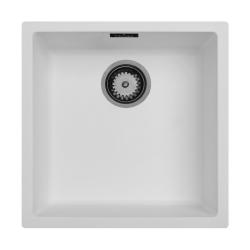 White Sink 40x40 cm Undermount, Top-mount, and Flush-mount with Gun Metal Plug 1208970534