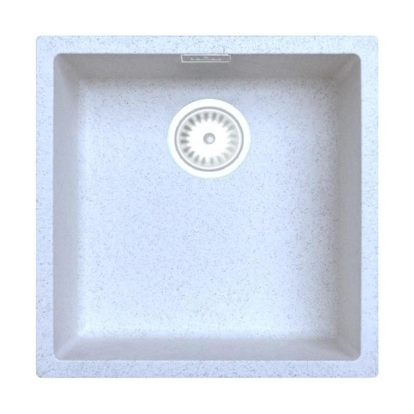 Sand White Cream Sink 40x40 cm Undermount, Countertop, and Flush Mount with White Plug 1208970541