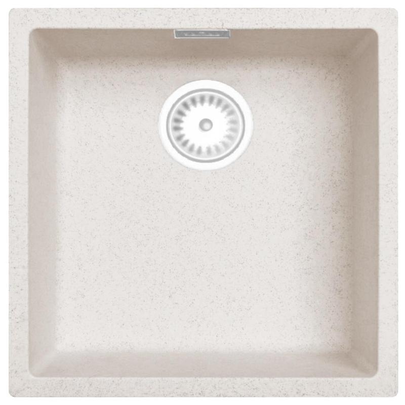 Sand White Cream Sink 40x40 cm Undermount, Countertop, and Flush Mount with White Plug 1208970541