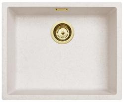 Sand White Cream Sink 50x40 cm Undermount, Topmount and Flushmount with Golden Plug 1208970547