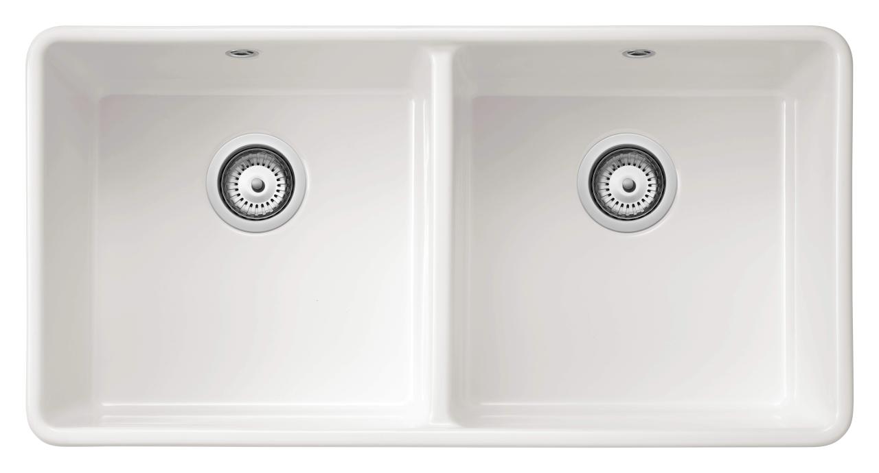 Ausmann Ceramic Mira Ceramic White Double Sink - Undermount and Drop-In 890 x 456 mm 1208970549