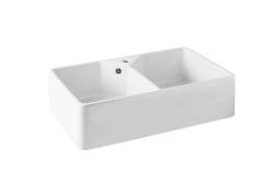 Ausmann Ceramic Mira Ceramic White Double Sink - Undermount and Drop-In 793 x 450 mm with Faucet Ledge 1208970550