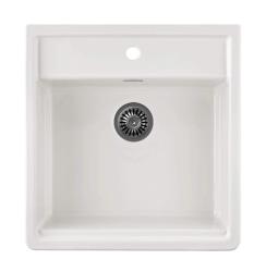 Ausmann Ceramic Panor Shade Ceramic White Butler Sink - Undermount and Intermediate Mount 630 x 597 mm with Tap Hole Platform and Gun Metal Plug 1208970551