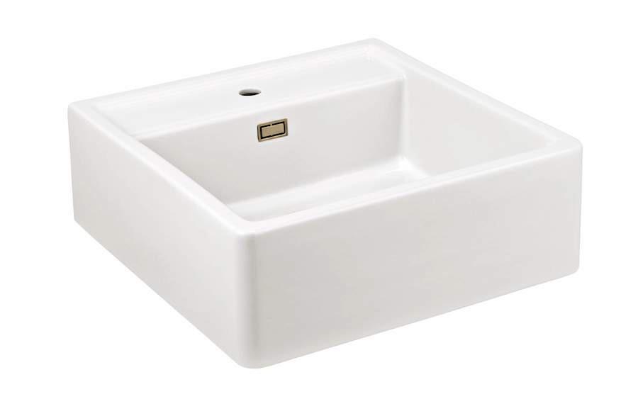 Ausmann Ceramic Panor Shade Ceramic White Butler Sink - Undermount and Semi-Recessed 630 x 597 mm with Tap Deck and Gold Plug 1208970558