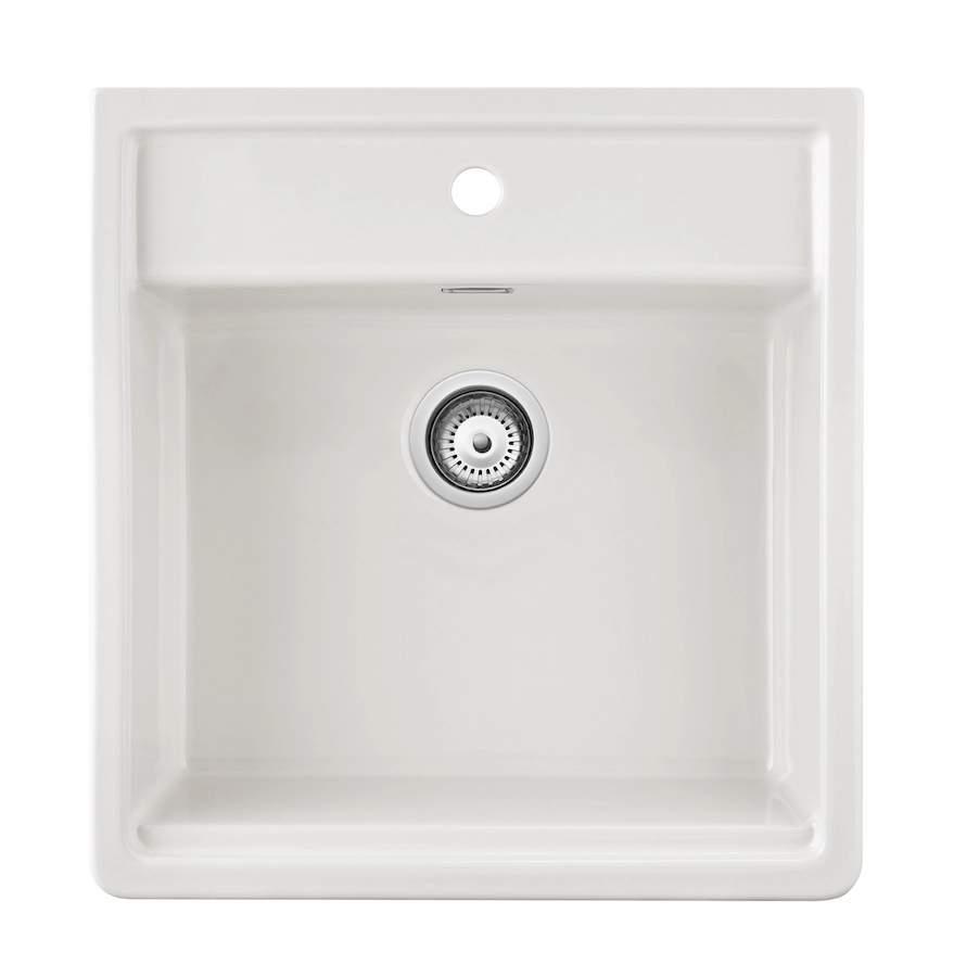 Ausmann Ceramic Panor Shade Ceramic White Butler Sink - Undermount and Inset 630 x 597 mm with Tap Hole Platform and Stainless Steel Plug 1208970560