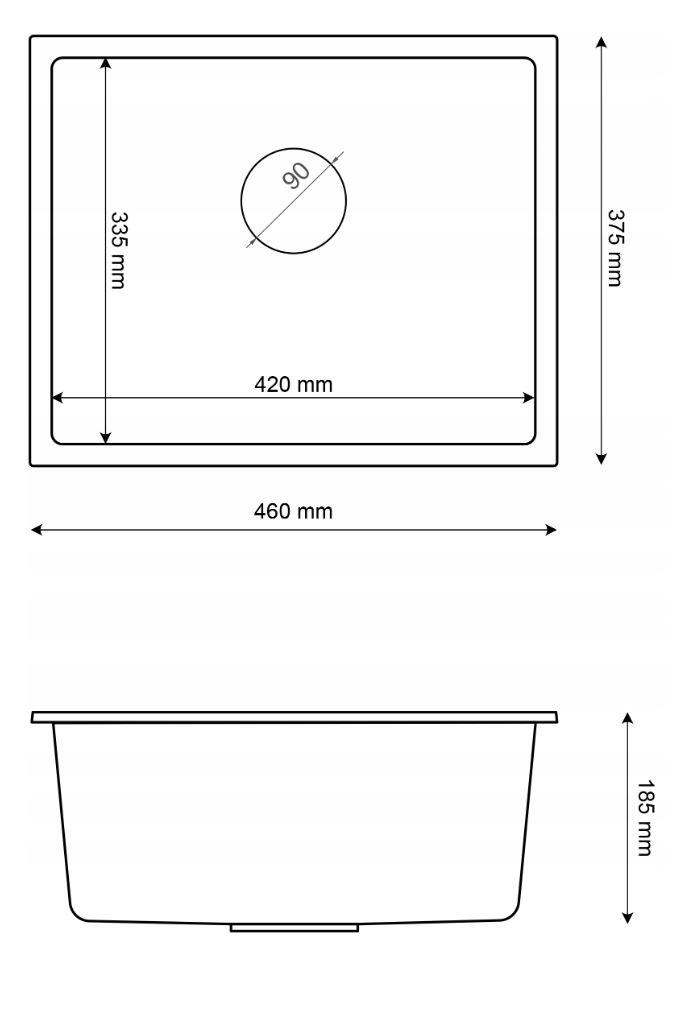 Graniteland Solo Granite Grey Undermount Sink 42x34 cm with Stainless Steel Plug 1208970569