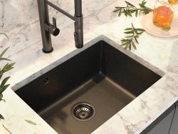 Graniteland Solo Granite Black Bluestone Undermount Sink 42x34 cm with Stainless Steel Plug 1208970606