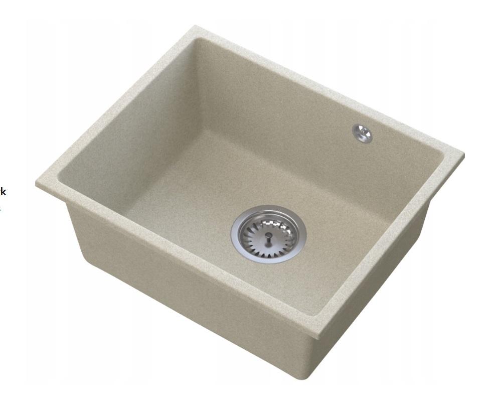 Graniteland Solo Granite Beige Sand Undermount Sink 42x34 cm with Stainless Steel Plug 1208970612