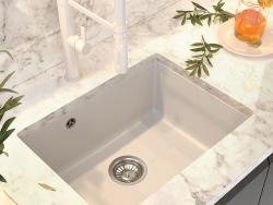 Translation: Graniteland Solo Granite White Undermount Sink 42x34 cm with Stainless Steel Plug 1208970613