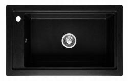 Graniteland Magra Granite Black Built-in Sink 686 x 427 mm with faucet hole bench and Stainless Steel Plug 1208970616