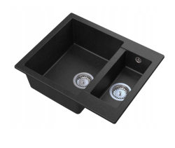 Graniteland Adda Black Granite Bluestone Look 1.5 Sink Top Mount 600x495mm with Stainless Steel Plug 1208970619