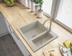 Graniteland Adda Granite Beige Sand 1.5 Bowl Top-Mount Sink 600x495mm with Stainless Steel Plug 1208970621