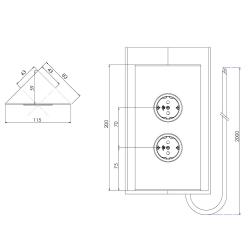 Energy pillar with 2 grounded sockets black 1208970642