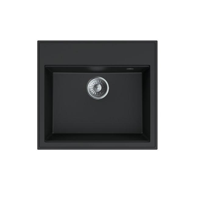 Dura Stretto black quartz countertop sink 56x51cm with tap hole platform 1208970690