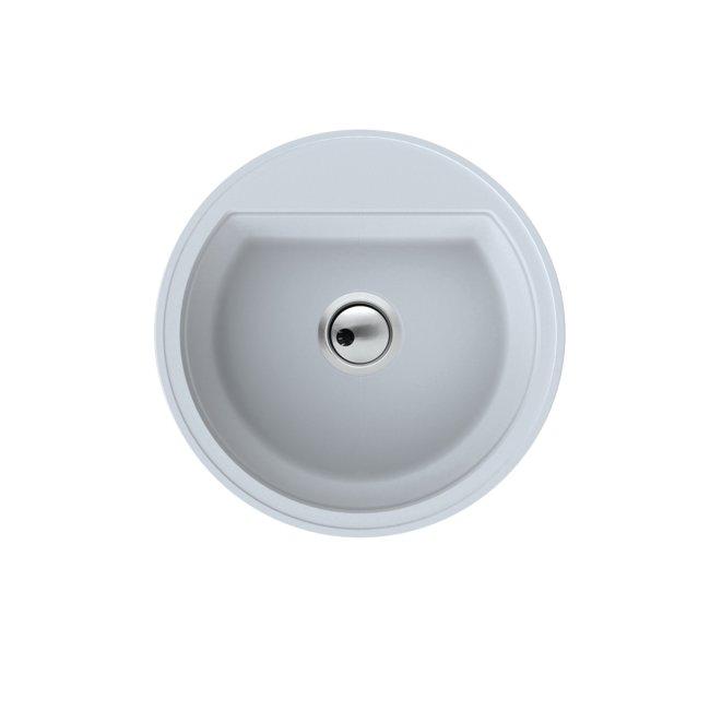 Dura Stretto White quartz round countertop sink 51cm with stainless steel plug and 1 tap hole 1208970691