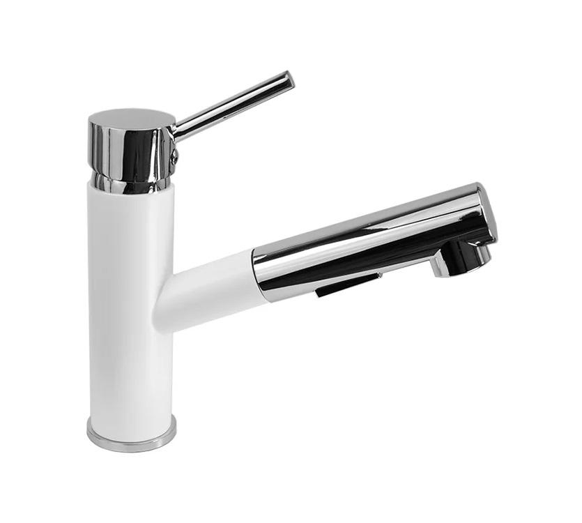 Graniteland Ceres Kitchen Faucet White with Pull-Out Spout and Dual-Function Hand Shower 1208970709