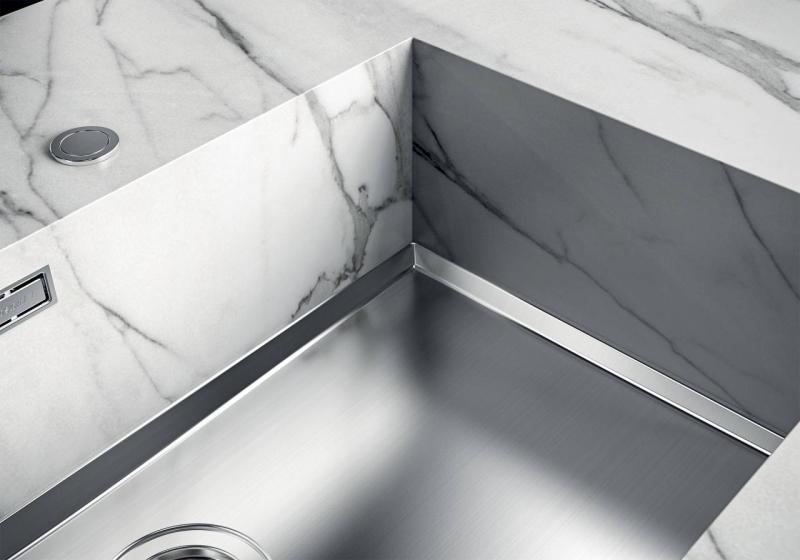 Foster Phantom Base Stainless Steel Base Plate Worktop Sink 50x40cm for Installation in Ceramic, Natural Stone, and Solid Surface, thickness 12mm 1208970720