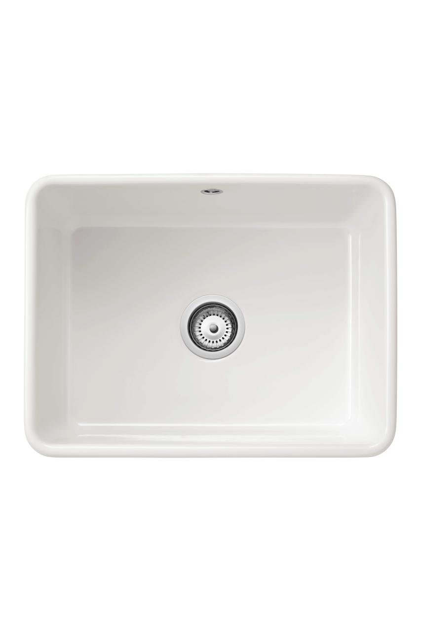 Ausmann Ceramic Mira Ceramic White Sink - Undermount and Semi-Recessed 590 x 458 mm with Stainless Steel Plug 1208970733