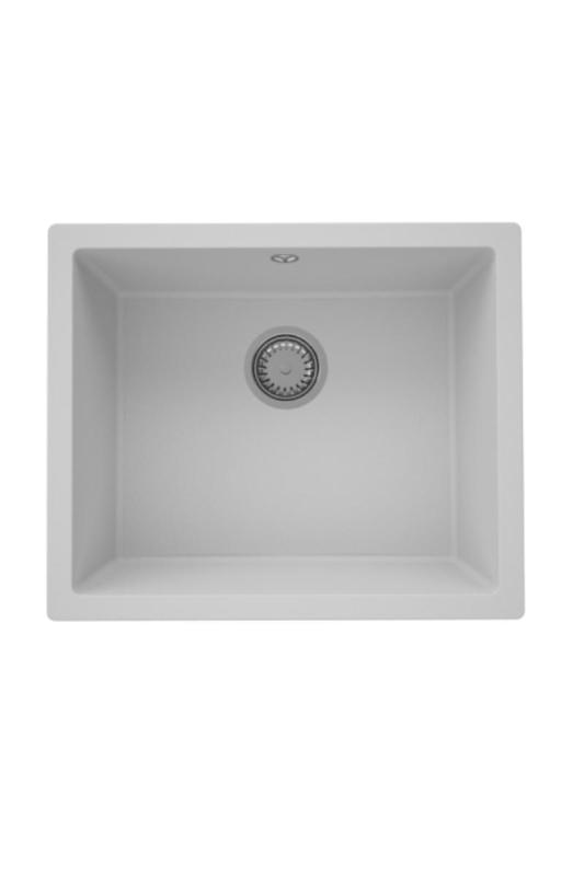 GraniteMy Universal Granite Grey Sink 50x40 cm Top Mount, Under Mount and Flush Mount with Stainless Steel Plug 1208970745