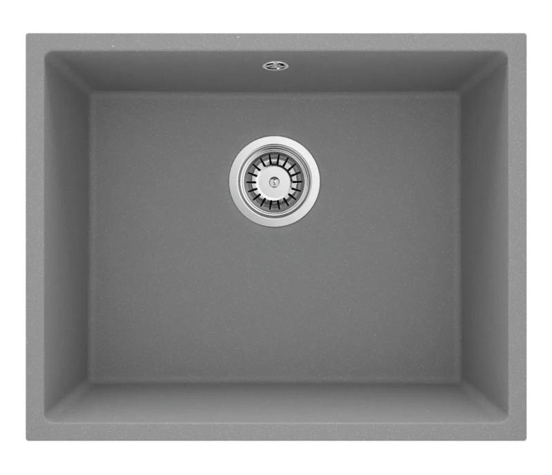 GraniteMy Universal Granite Grey Sink 50x40 cm Top Mount, Under Mount and Flush Mount with Stainless Steel Plug 1208970745
