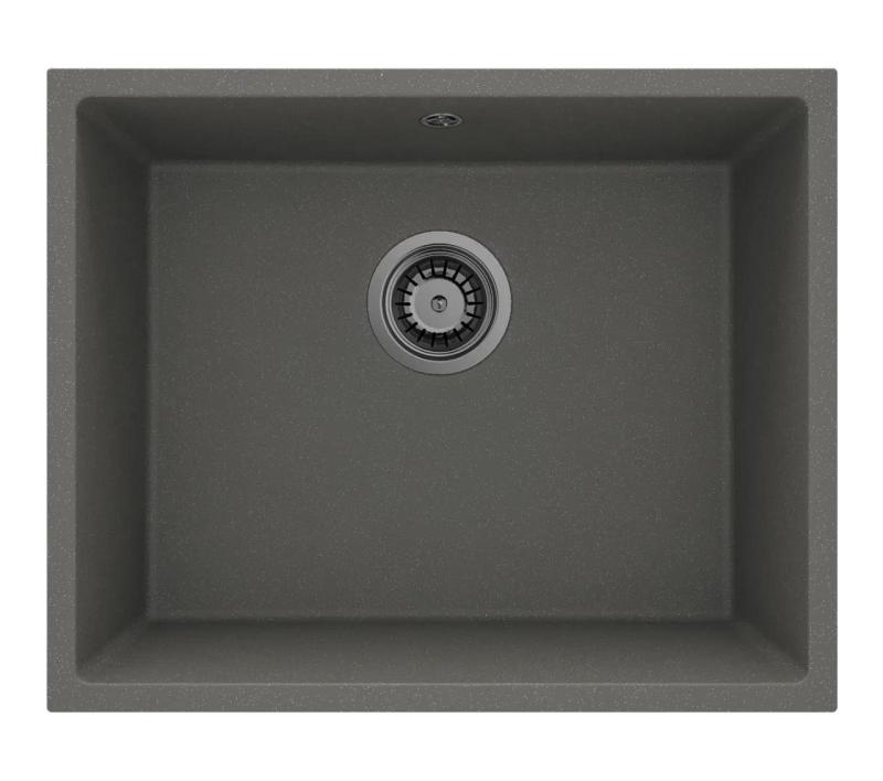 GraniteMy Universal Granite Gray, dark Sink 50x40 cm Topmount, Undermount and Flushmount with Gun metal Plug 1208970754