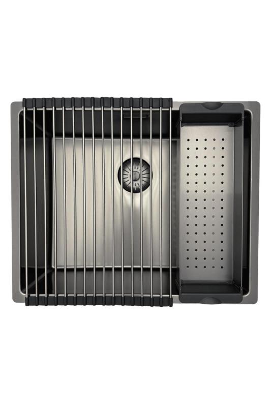 Pure.Sink Prestige Kombinationsset Gun Metal Spüle 50x40 cm mit Gun Metal Küchenarmatur 1208970763