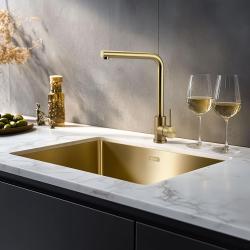 Pure.Sink Prestige Combination Set Gold Sink 50x40 cm with Gold Kitchen Faucet 1208970764