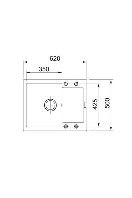 Franke Maris MRG 611-62 Fragranite Matte Black Sink 62 x 50 cm Top Mount with Draining Area 114.0628.964
