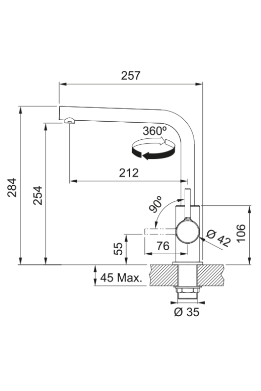 Franke Lina L Kitchen Faucet Swivel Spout Stone Grey 115.0728.480