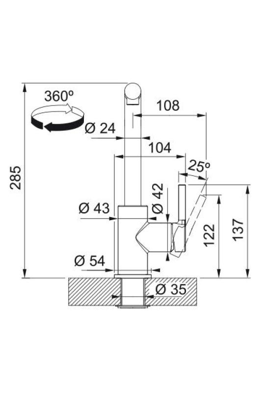 Franke Lina L Kitchen Faucet Stone Grey with Retractable Spout 115.0728.486