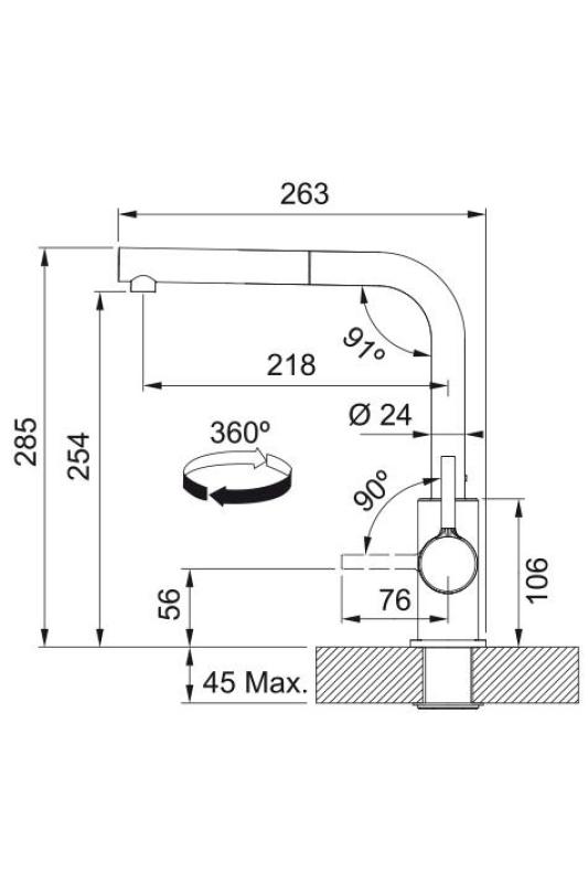 Franke Lina L Kitchen Faucet Oyster with Pull-out Spout 115.0728.487