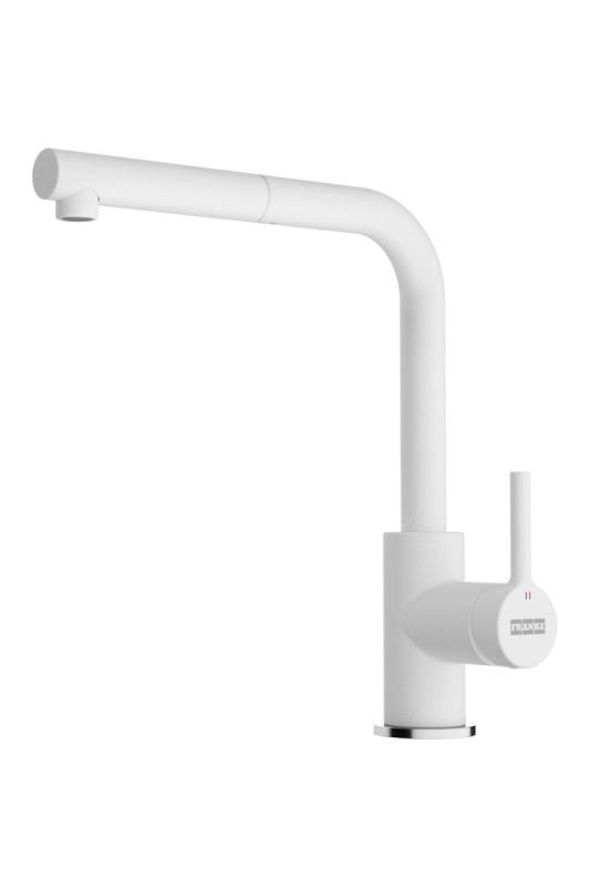 Franke Lina L Kitchen Faucet Polar White with Retractable Spout 115.0728.485