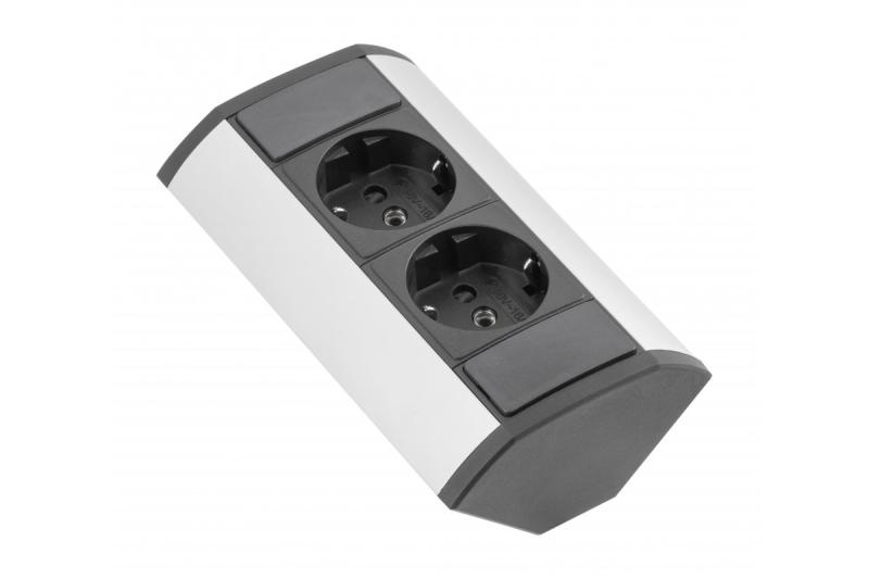 Mini angle extension cable with schuko sockets 230V 16A
