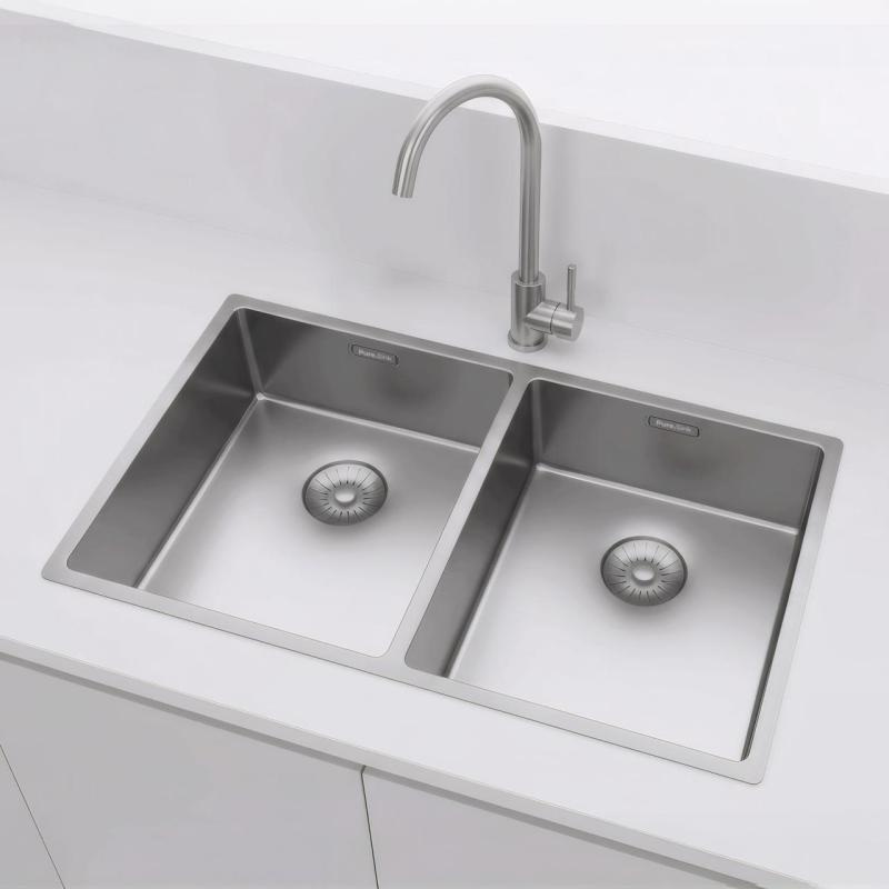 Pure.Sink Prestige Double Stainless Steel Sink 70x40 cm 10mm radius undermount, flush mount and top mount PPG343440-02