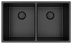 Pure.Sink Prestige Double Gun Metal Sink 70x40 cm 10mm radius undermount, flush mount and top mount PPG343440-61